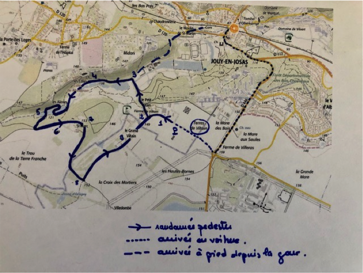 plan de la randonnée découverte du hameau St Marc Jouy en Josas 78350